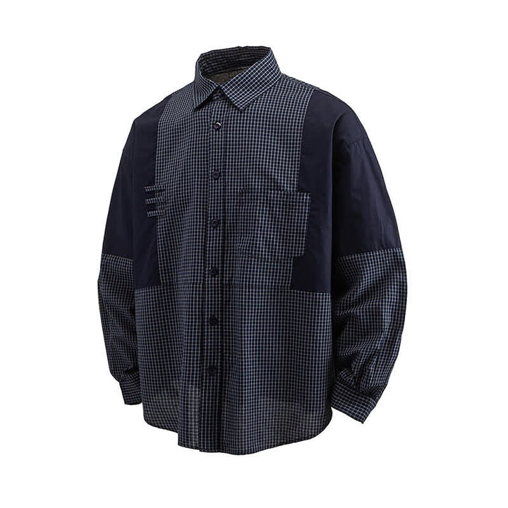 Buddha Stones Spring Fall Vintage Button-Up Plaid Men's Long Sleeve Shirts With Pocket - image 6
