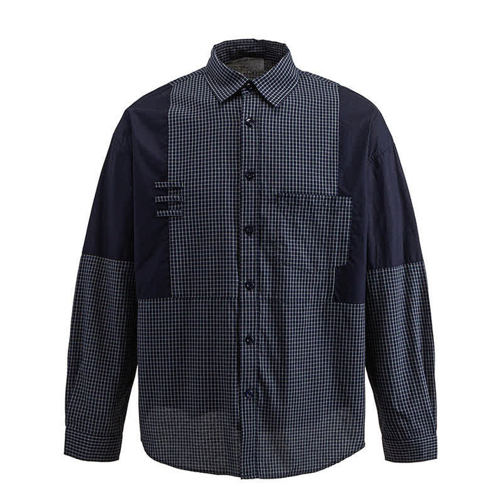 Buddha Stones Spring Fall Vintage Button-Up Plaid Men's Long Sleeve Shirts With Pocket - image 5