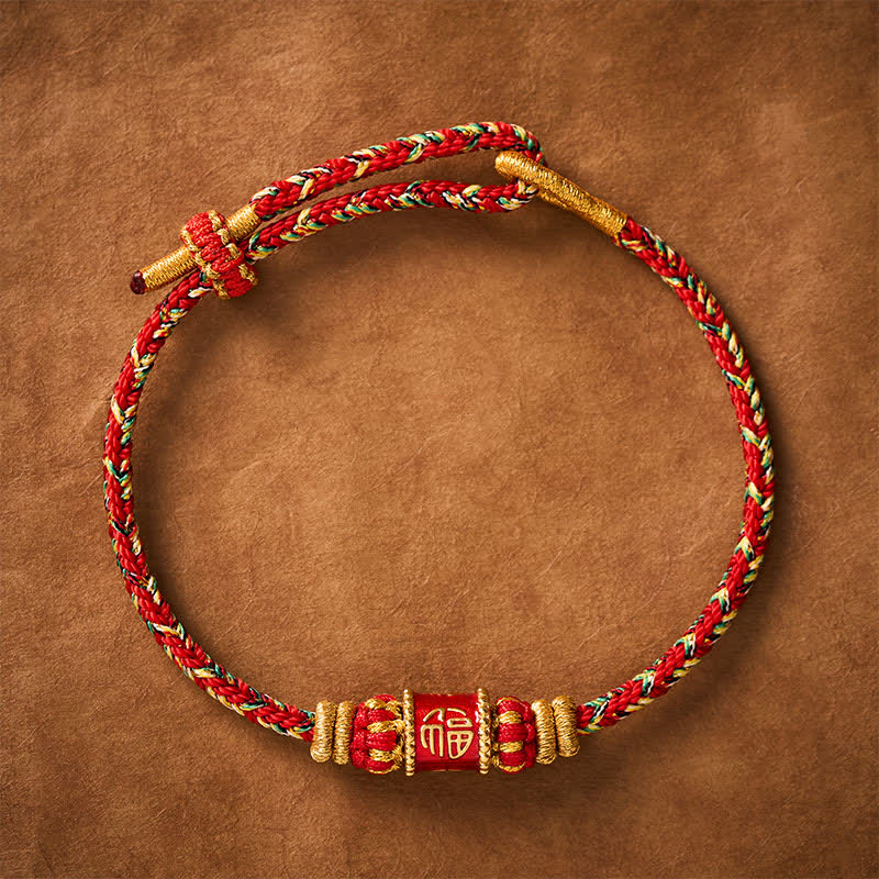 Buddha Stones Fu Character Red String Fortune Bracelet - image 1