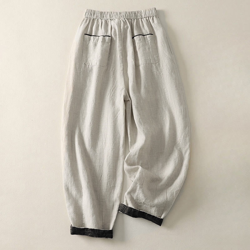 Buddha Stones Summer Casual Pure Color Drawstring Women's Harem Pants With Pockets - image 1