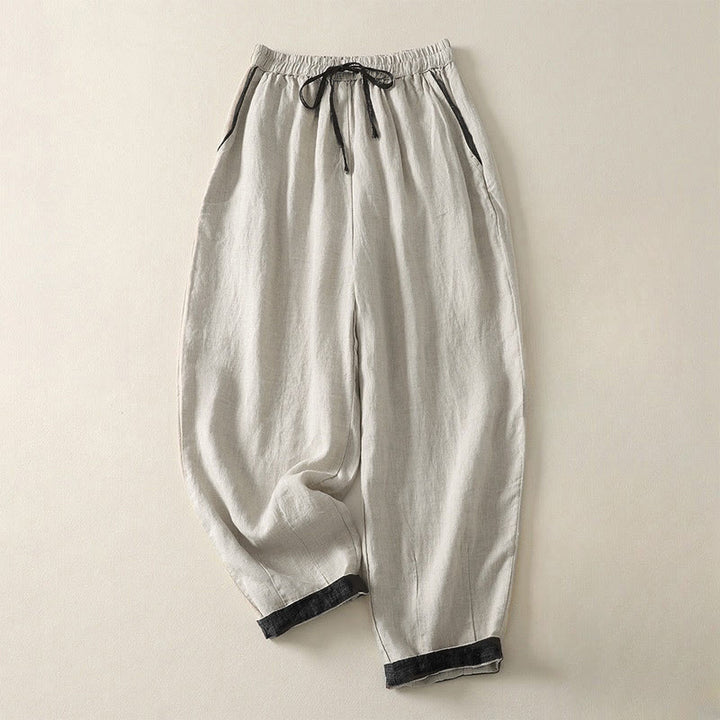 Buddha Stones Summer Casual Pure Color Drawstring Women's Harem Pants With Pockets - Linen - US8-10，UK/AU12-14，EU40-42 (2XL) - image 0