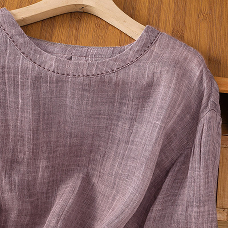 Buddha Stones Casual Summer Plain Crew Neck Women's Three Quarter Sleeve T-Shirt - image 12