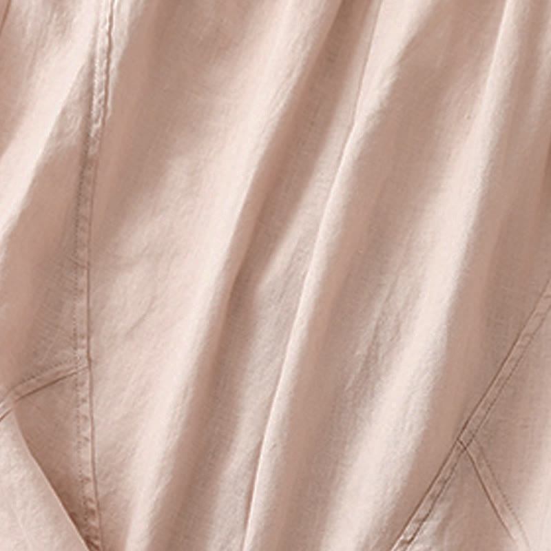 Buddha Stones Casual Plain Cropped Pants Women's Linen Harem Pants With Pockets - image 25