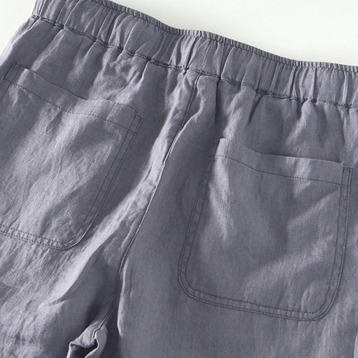 Buddha Stones Fall Solid Drawstring Elastic Waist Men's Linen Ankle-Length Pants With Pockets - image 17
