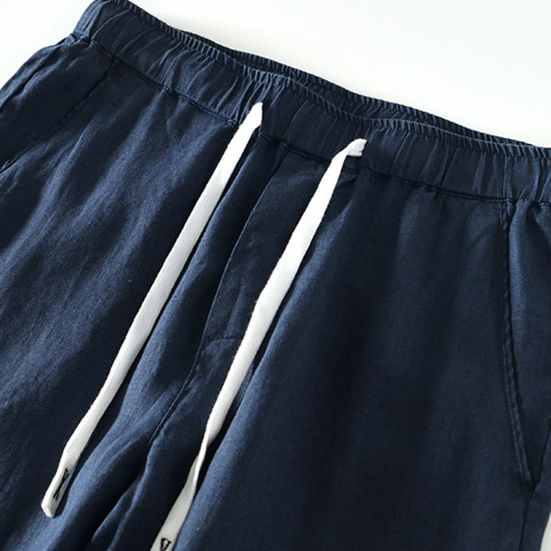 Buddha Stones Fall Solid Drawstring Elastic Waist Men's Linen Ankle-Length Pants With Pockets - image 9