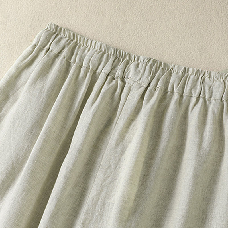 Buddha Stones Summer Casual Drawstring Solid Linen Ankle Pants Women's Wide Leg Pants With Pocket - image 10