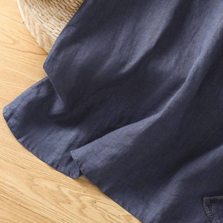 Buddha Stones Summer Casual Vintage Side Slit Solid Flowers Women's Skirts With Pocket - image 12