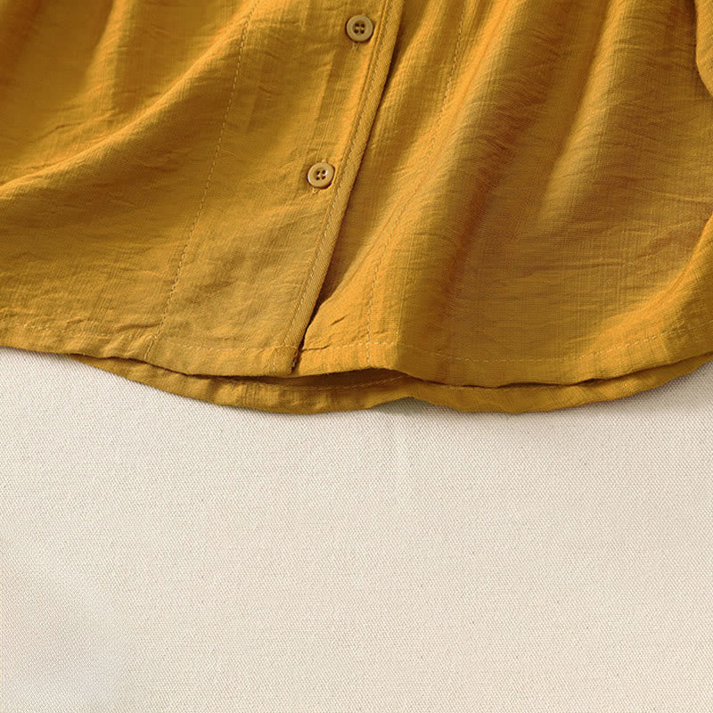 Buddha Stones Summer Casual Minimalist Button-Up Solid Women's Long Sleeve Shirts - image 6