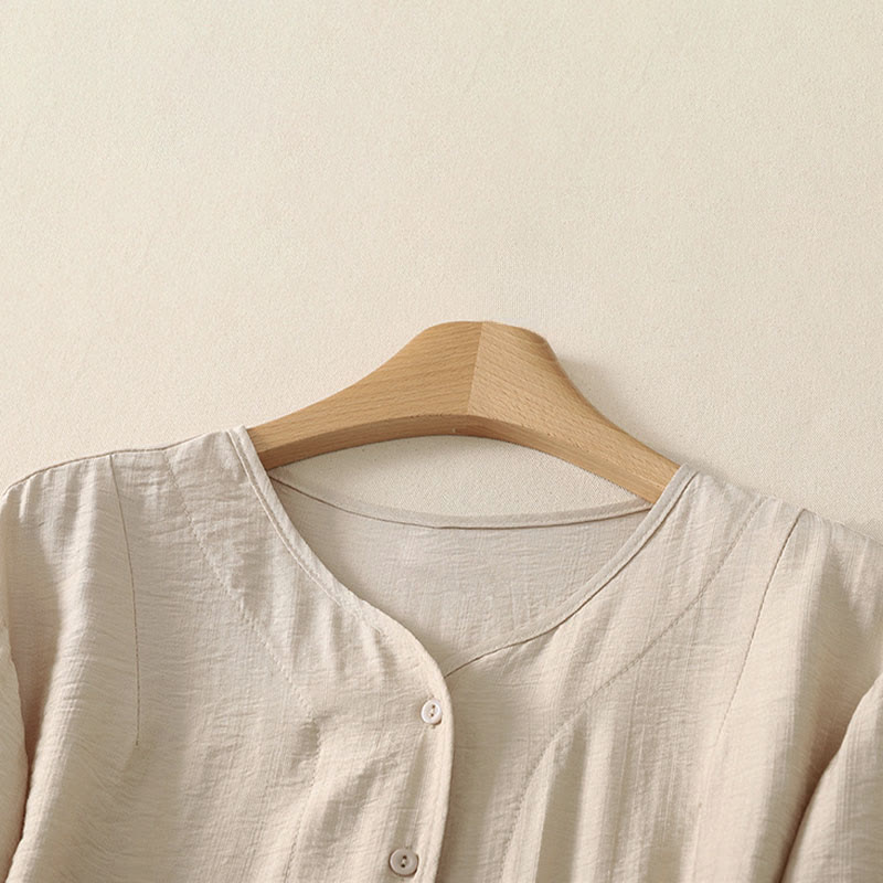 Buddha Stones Summer Casual Minimalist Button-Up Solid Women's Long Sleeve Shirts - image 10