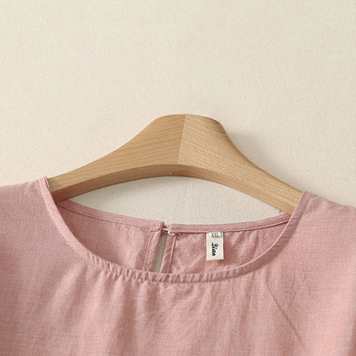 Buddha Stones Summer Casual Minimalist Solid Crew Neck Women's Long Sleeve Shirts - image 2