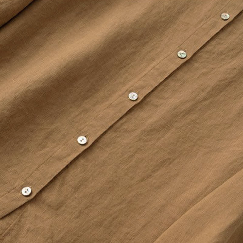 Buddha Stones Fall Casual Tang Style Mandarin Collar Solid Women's Long Sleeve Shirts - image 12