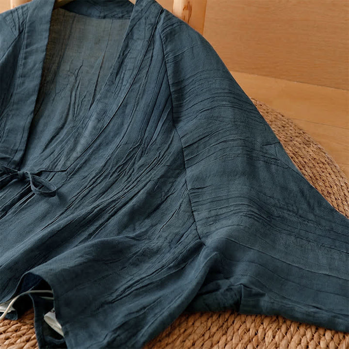 Buddha Stones Summer Casual Boho Wrinkle Design Drawstring Solid Women's Kimono - image 16