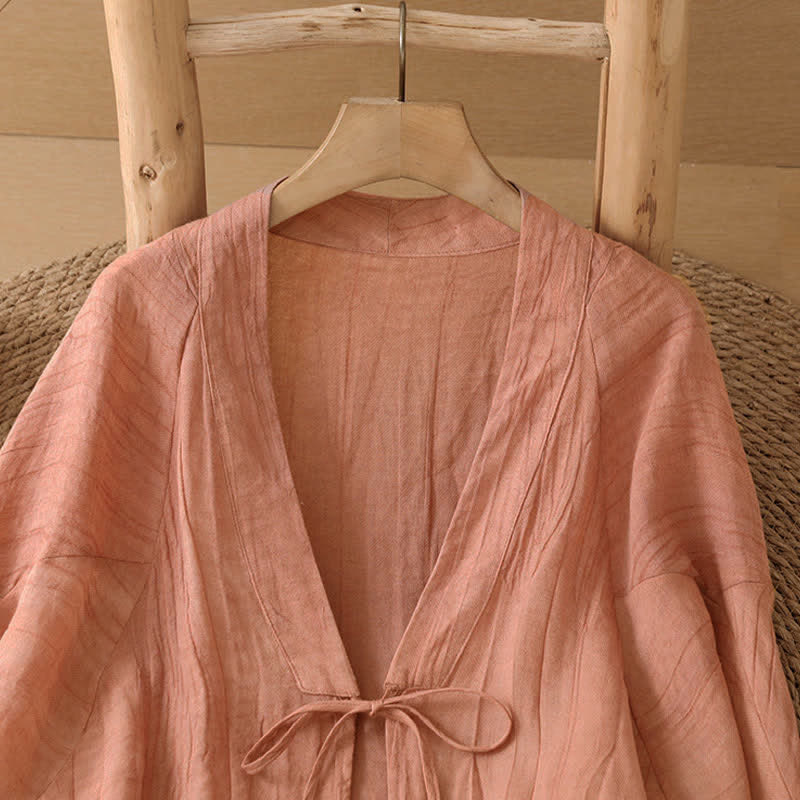 Buddha Stones Summer Casual Boho Wrinkle Design Drawstring Solid Women's Kimono - image 27