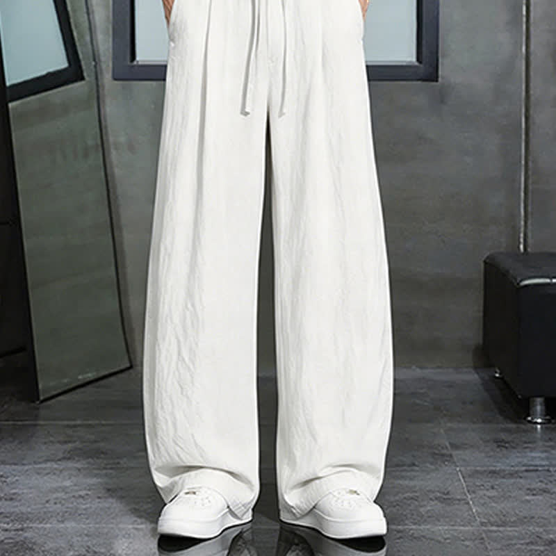 Buddha Stones Spring Summer Casual Drawstring Solid Long Pants Men's Straight Leg Pants With Pocket - image 15