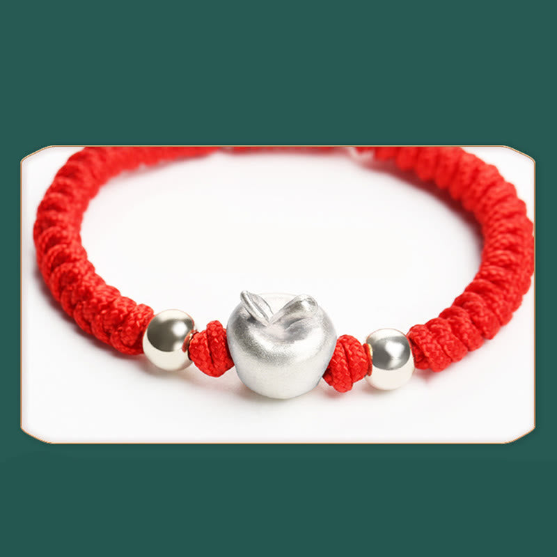 Buddha Stones 999 Sterling Silver Apple Red Multicolored Rope Luck Protection Handcrafted Kids Bracelet - image 10