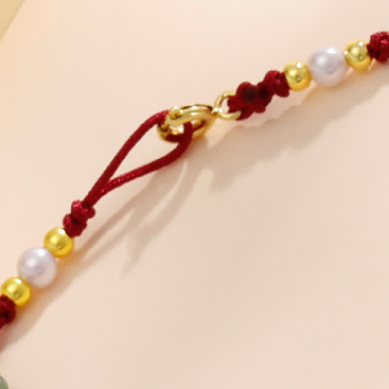 Buddha Stones Hand-Woven Red String Protection Floral Charm Anklet - image 11