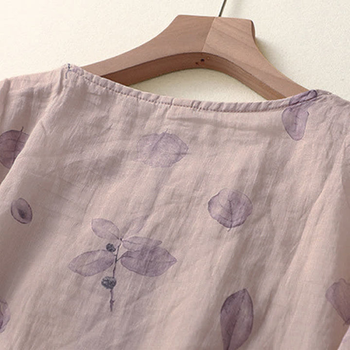 Buddha Stones Embroidery Design Leaves Women's Three Quarter Sleeve Shirt - image 4