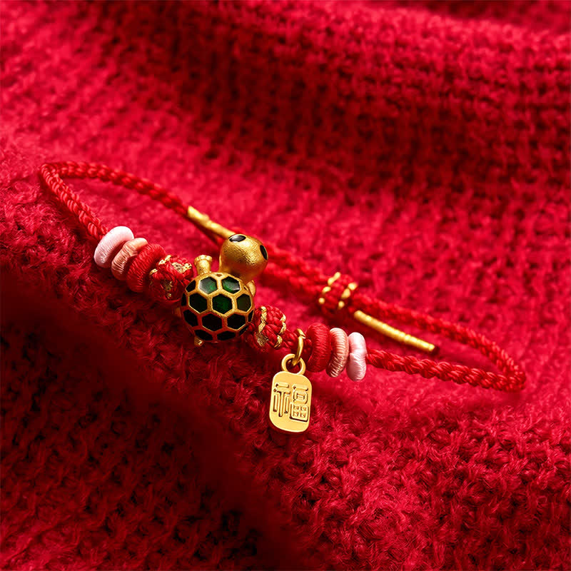 Buddha Stones Hand-Woven Red String Turtle Fu Character Endurance Bracelet - image 13