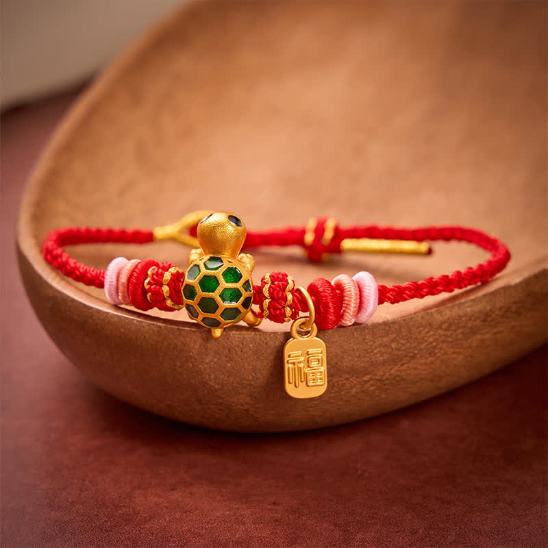Buddha Stones Hand-Woven Red String Turtle Fu Character Endurance Bracelet - image 12