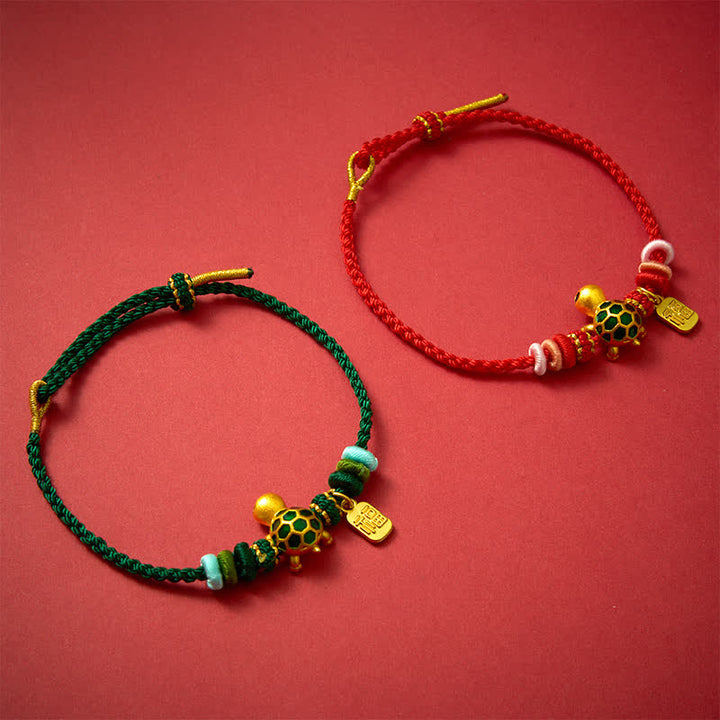 Buddha Stones Hand-Woven Red String Turtle Fu Character Endurance Bracelet - image 15