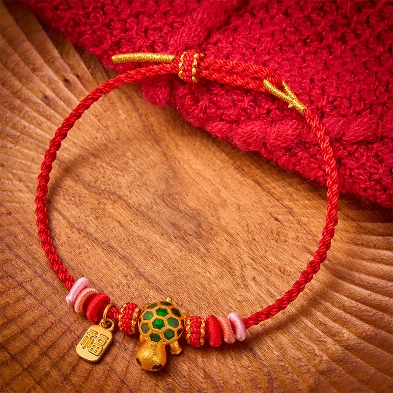 Buddha Stones Hand-Woven Red String Turtle Fu Character Endurance Bracelet - image 11
