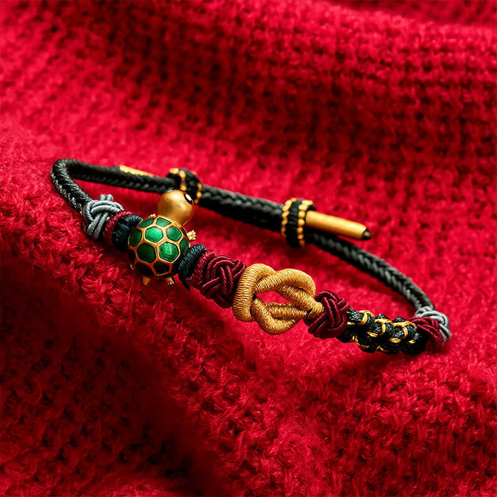 Buddha Stones Hand-Woven Copper Turtle Red String Protection Bracelet - image 12