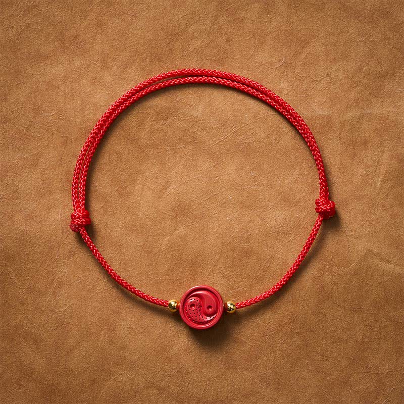 Buddha Stones Yin Yang Red String Balance Bracelet - 5.9–6.7 in (15–17 cm) - image 0