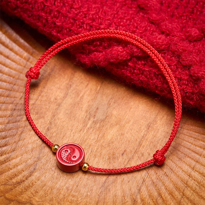 Buddha Stones Yin Yang Red String Balance Bracelet - image 1