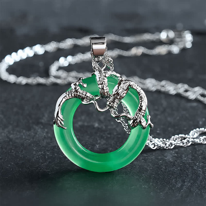 Buddha Stones Jade Dragon Round Pendant Protection Necklace - image 10
