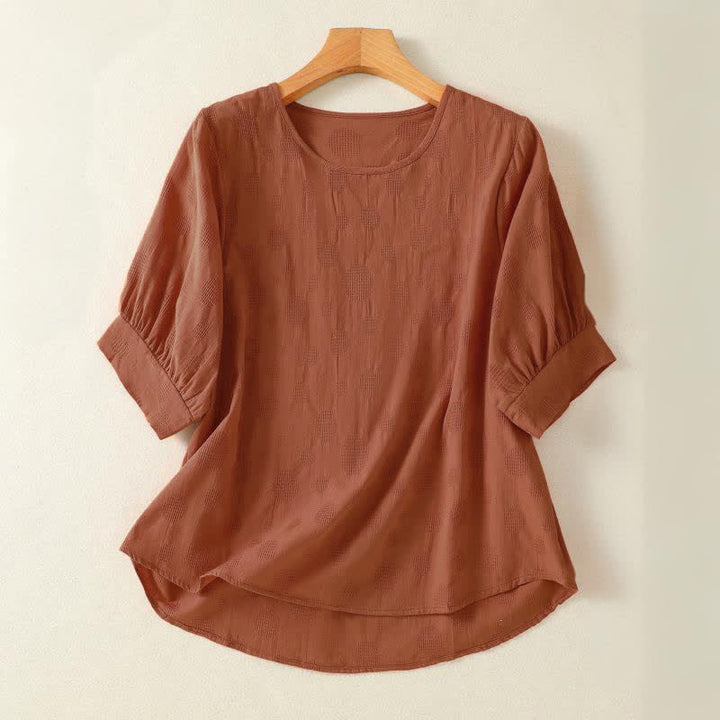 Buddha Stones Plain Crew Neck Design Women's Loose Short Sleeves T-Shirt - DarkOrange - US8-10，UK/AU12-14，EU40-42 (2XL) - image 7