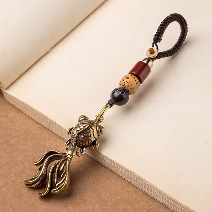 Buddha Stones Brass Koi Fish Charm for Wealth Keychains - image 2