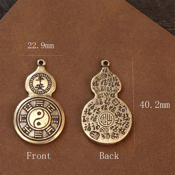 Buddha Stones Brass Bagua Gourd Pi Xiu Five Emperor Coins Pendant Protection Amulet Keychains - image 16