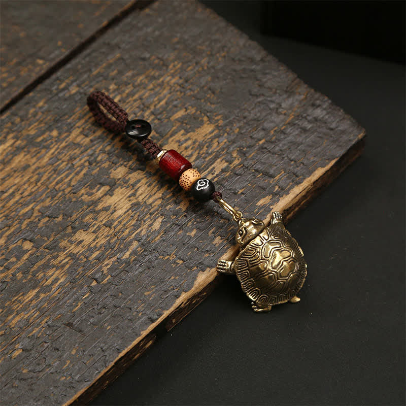 Buddha Stones Articulated Brass Turtle Prosperity Charm Keychains - Articulated Turtle - image 0