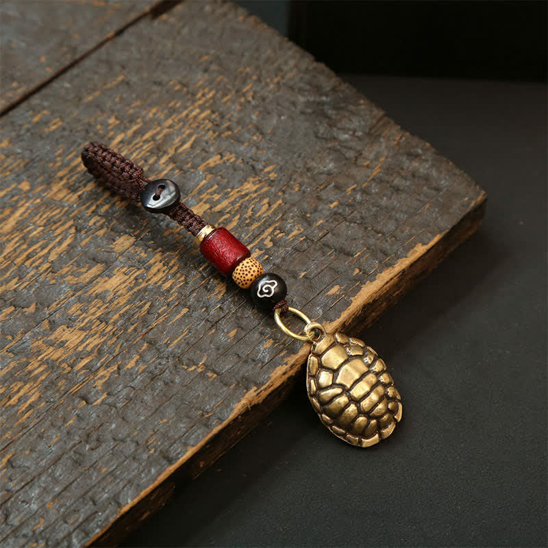 Buddha Stones Brass Turtle Pi Xiu Five Emperor Coins Protection Keychains - image 1