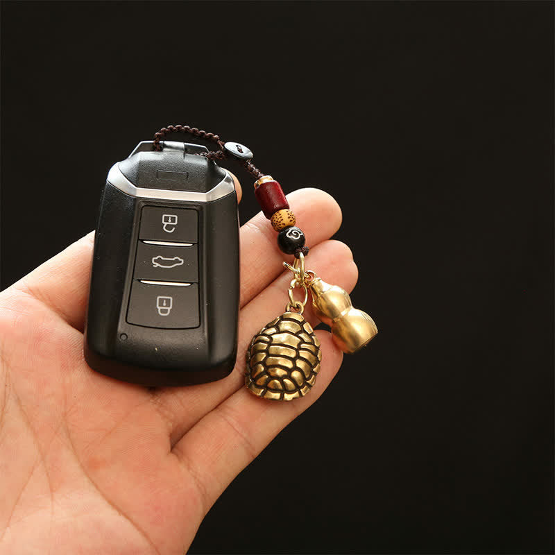 Buddha Stones Brass Turtle Pi Xiu Five Emperor Coins Protection Keychains - image 15