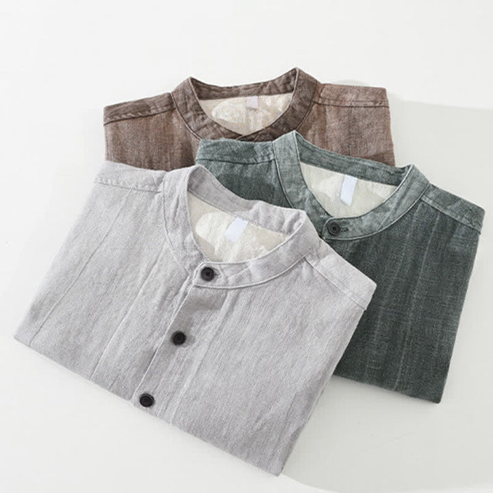 Buddha Stones Spring Fall Casual Solid Ramie Cotton Men's Jacket With Pockets - image 20