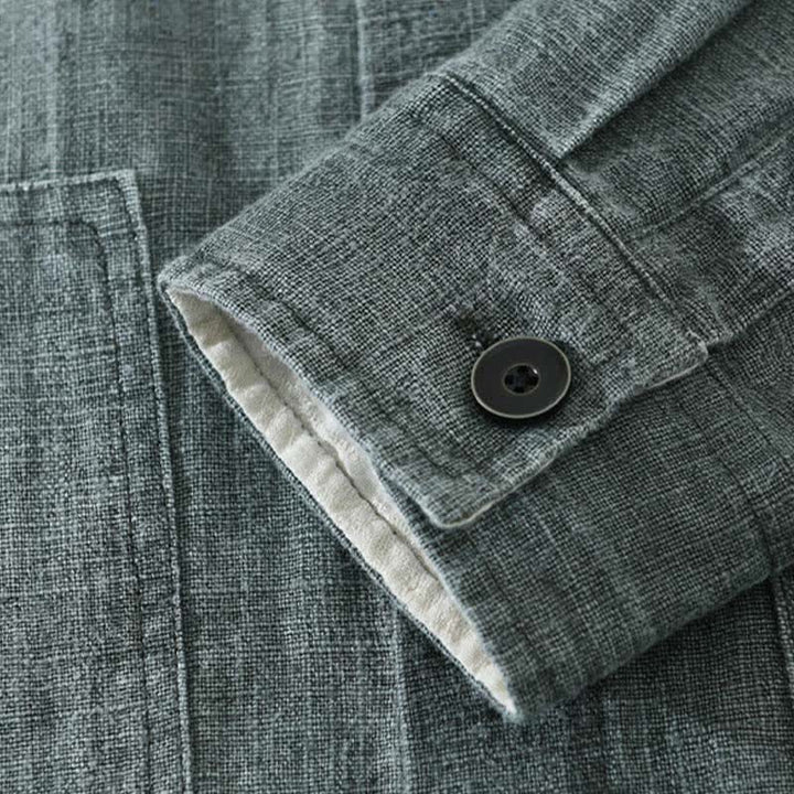 Buddha Stones Spring Fall Casual Solid Ramie Cotton Men's Jacket With Pockets - image 10