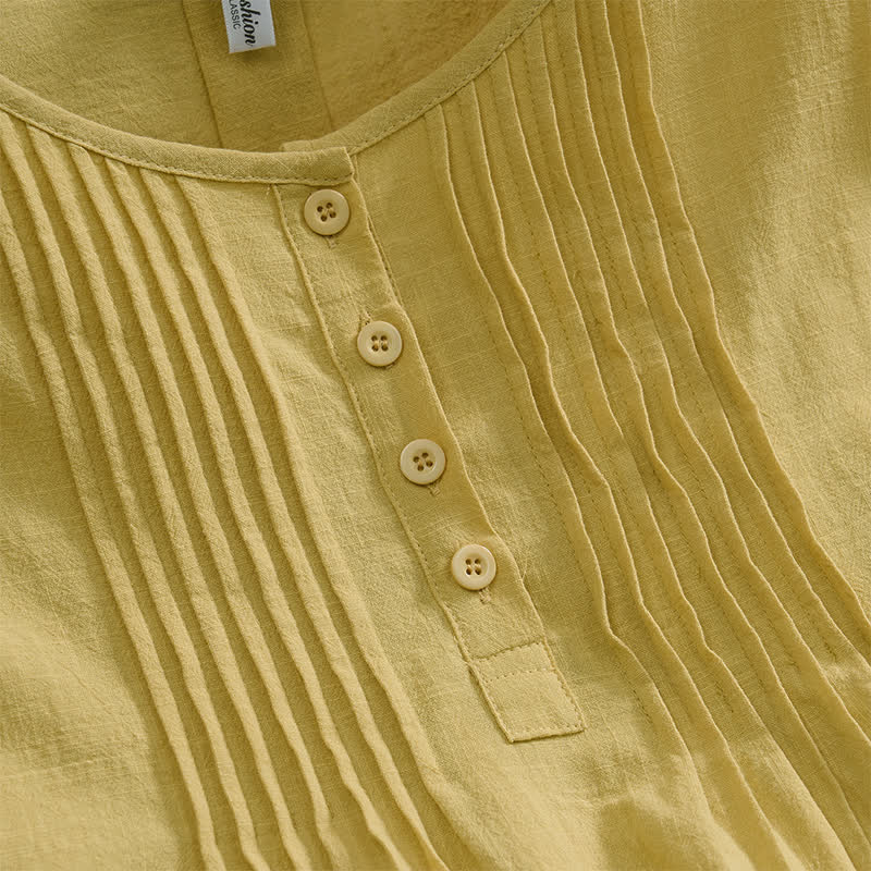 Buddha Stones Summer Casual Minimalist Button-Up Solid Cotton Women's Short Sleeve Shirts - image 20