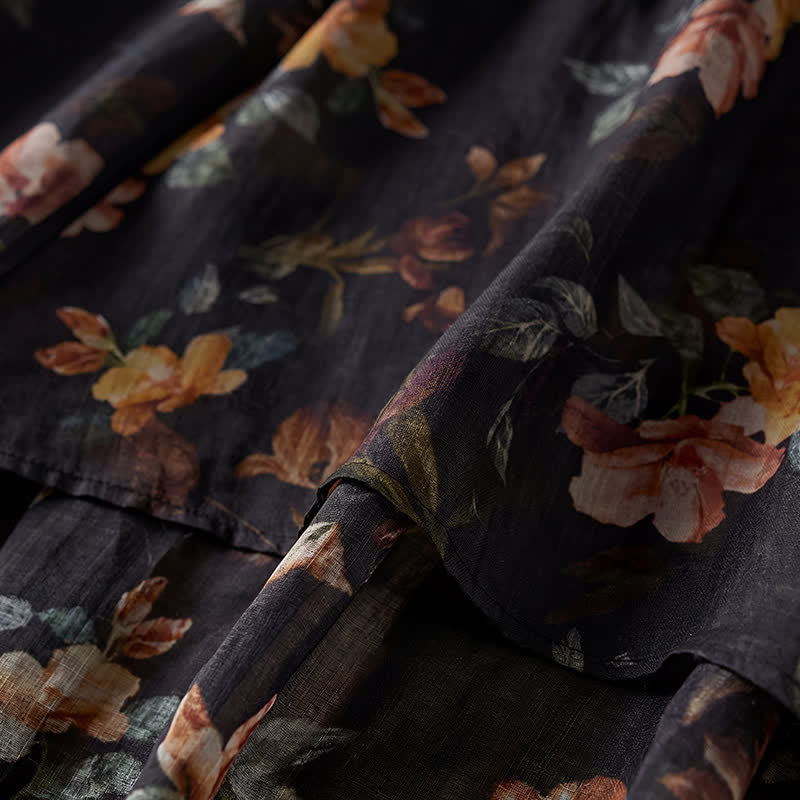 Buddha Stones Spring Summer Boho Drawstring Floral Women's Long Sleeve Shirts - image 10