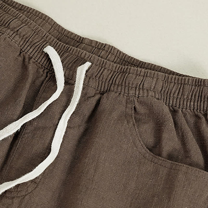 Buddha Stones Spring Summer Casual Drawstring Solid Ankle Pants Men's Straight Leg Pants With Pocket - image 5
