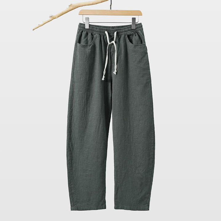Buddha Stones Spring Summer Casual Drawstring Solid Ankle Pants Men's Straight Leg Pants With Pocket - SlateGray - US/UK/AU46，EU56 (5XL) - image 10