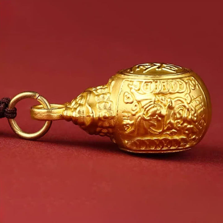 Buddha Stones "Make A Fortune Every Day" Golden Tone Copper Chinese Zodiac Fortune Money Bag Coins Keychains - image 12