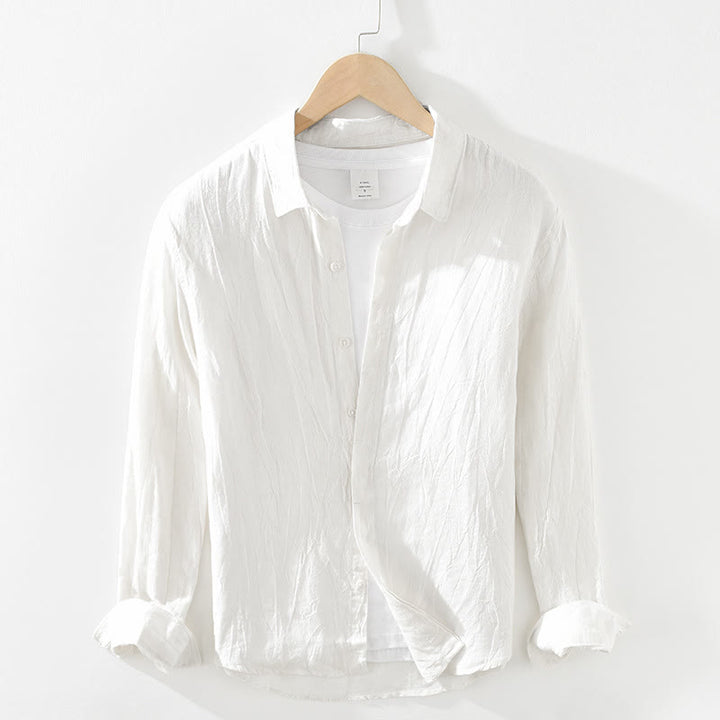 Buddha Stones Spring Casual Button-Up Solid Linen Men's Long Sleeve Shirts - White - US/UK/AU42，EU52 (3XL) - image 20