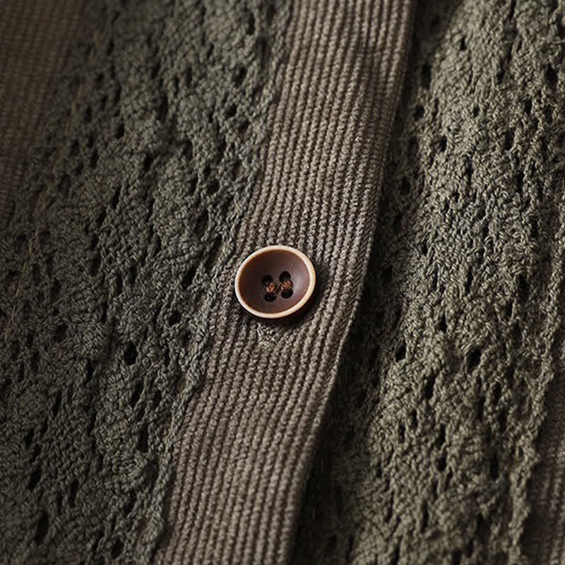 Buddha Stones Spring Fall Tang Style Vintage Button-Up Pleated Trim Solid Women's Long Sleeve Dress With Pocket - image 5