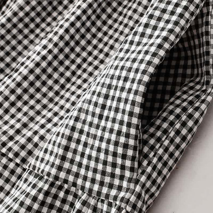 Buddha Stones Spring Fall Casual Vintage Tiered Plaid Women's Long Sleeve Dress With Pocket - image 6