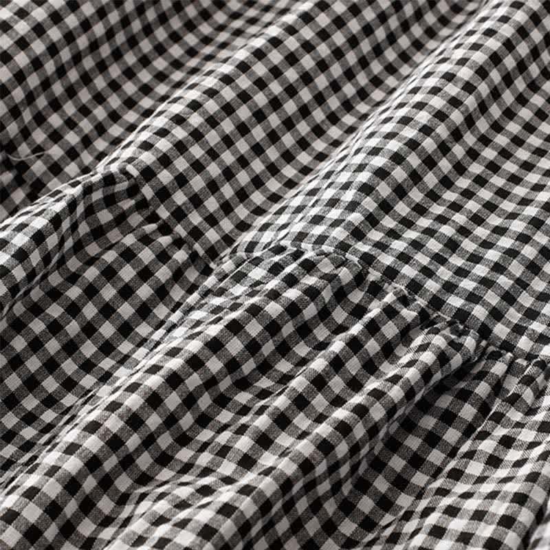 Buddha Stones Spring Fall Casual Vintage Tiered Plaid Women's Long Sleeve Dress With Pocket - image 5