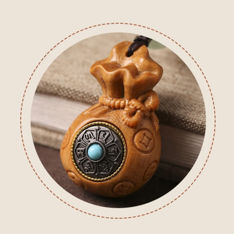 Buddha Stones Red Sandalwood Green Sandalwood Om Mani Padme Hum Blessing Chinese Coin Money Bag Design Serenity Keychains - image 16