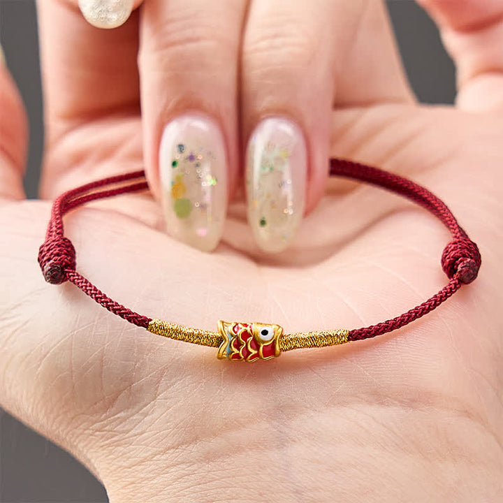 Buddha Stones Koi Fish Luck Hand-Woven Red String Bracelet - image 3