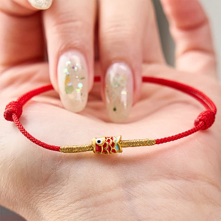 Buddha Stones Koi Fish Luck Hand-Woven Red String Bracelet - image 10