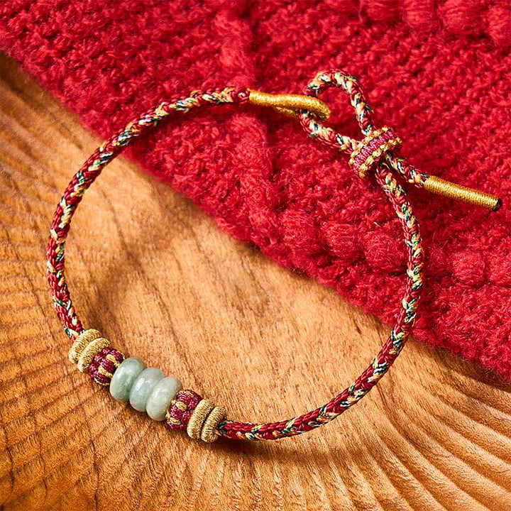 Buddha Stones Hand-Woven Luck Abacus Jade Beads String Bracelet - Red(Wrist Circumference: 5.9-7.5 in / 15-19cm) - image 10